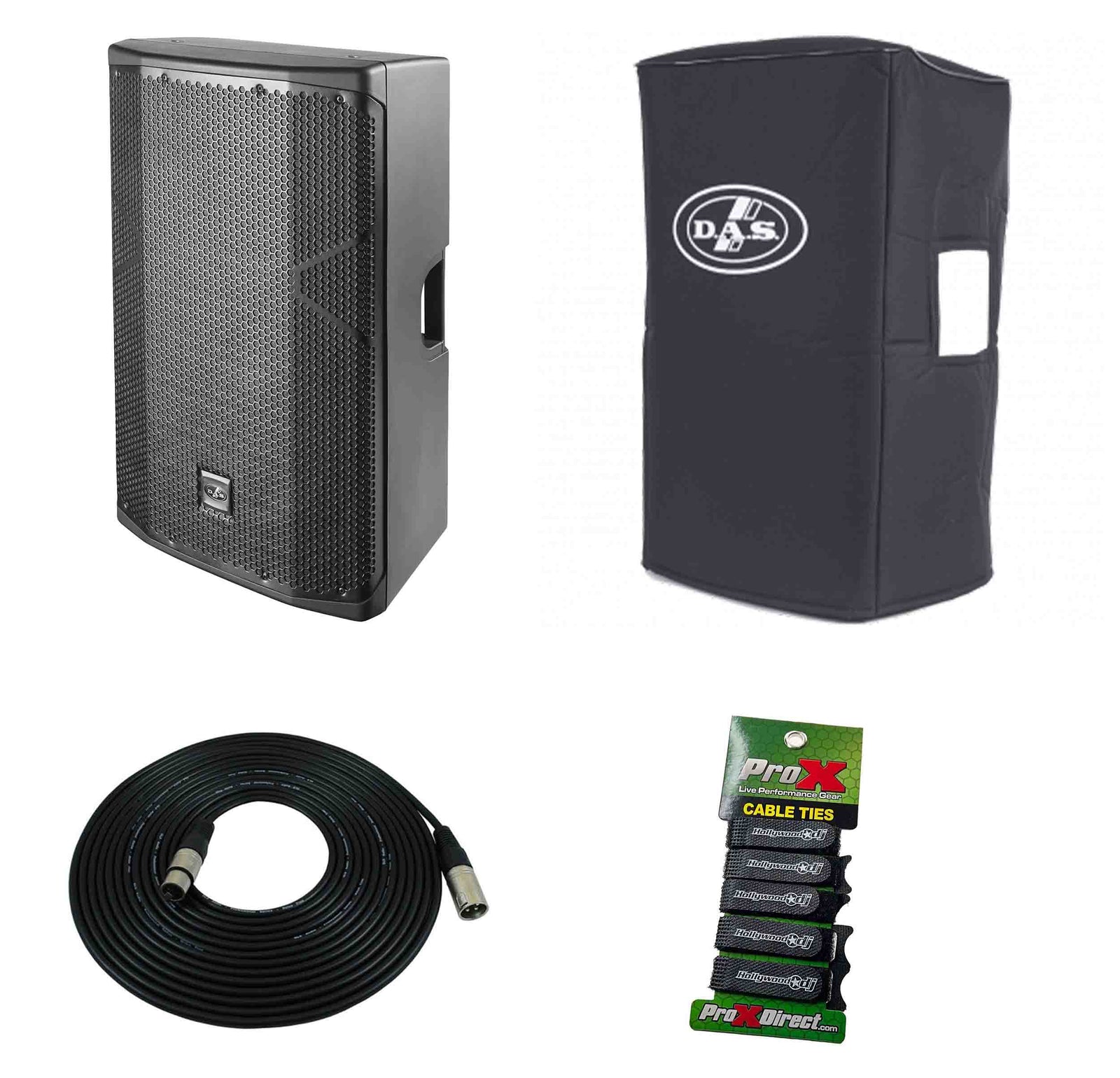 DAS Audio 715ACVRALTEA15, 15-Inch Powered Speaker DJ Package with Cover by DAS Audio