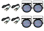 (4) Chauvet SlimPar 64 RGBA LED White Slim Par Can RGB Lights + 10' & 25' DMX Cables Bundle by Chauvet DJ