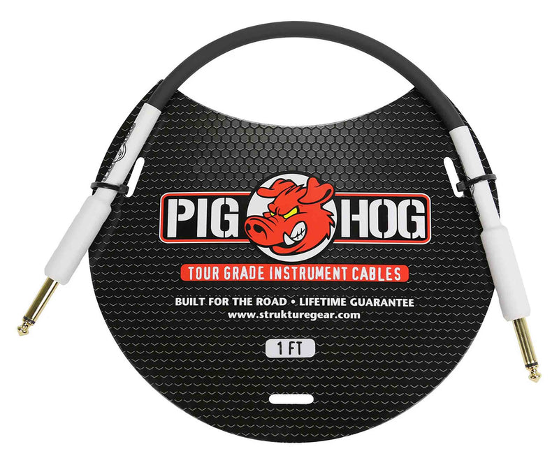 Pig Hog PH1, 1/4" to 1/4" 8mm Instrument Cable - 1 Ft by PigHog