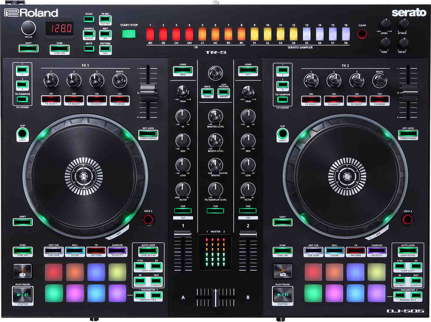 Roland DJ-505, 2-Deck Serato DJ Controller with Drum Machine