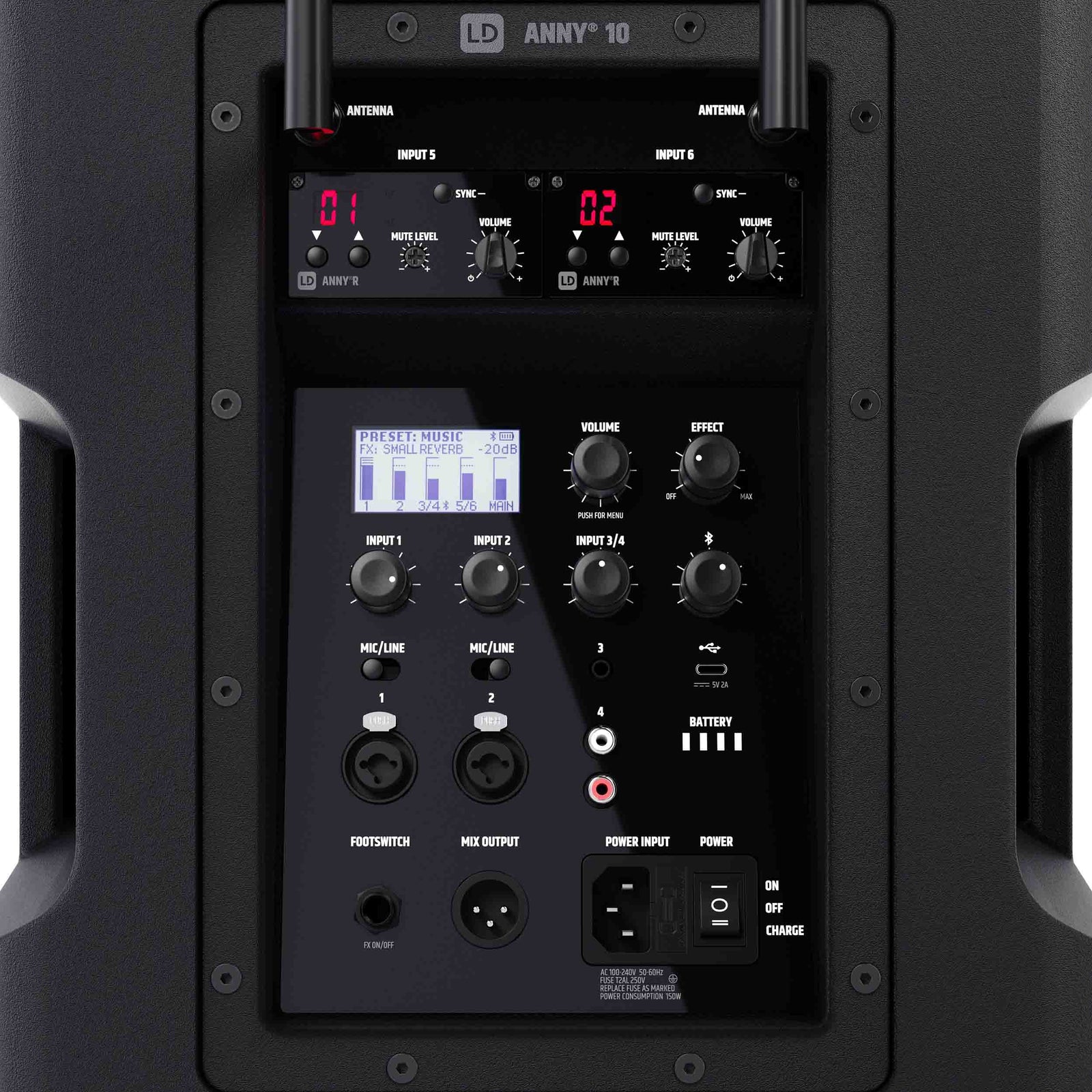 LD System ANNY 10 BPH2 B5.1, 10" Portable Battery-Powered Bluetooth PA System with Mixer and 2x Headset Microphones Including Bodypacks by LD Systems