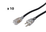 ProX XC-P121-25 X10, 25 Ft NEMA 15 Male to 3 Outlet Female Power-Extension Cable DJ Package - 10 Pack by ProX Cases