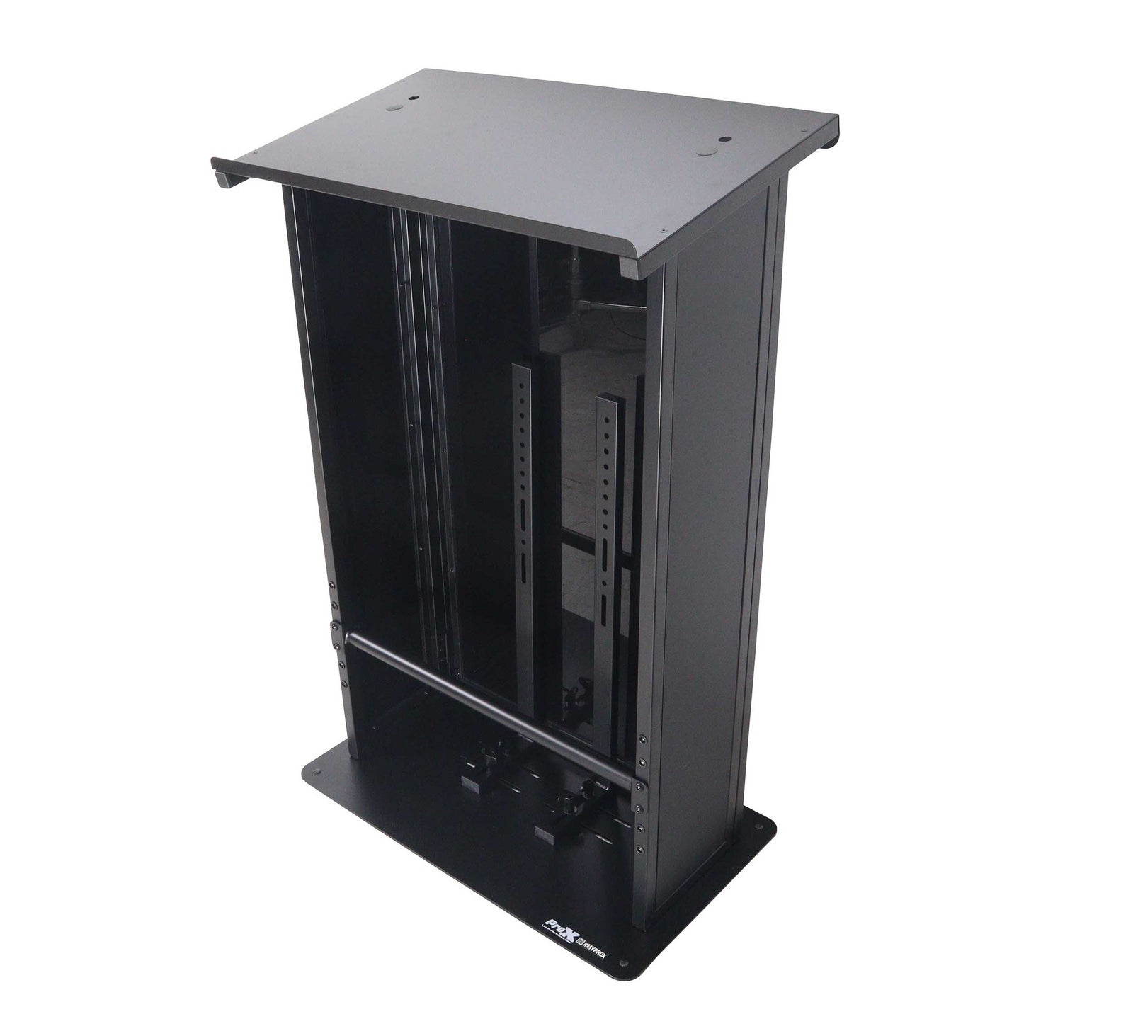 ProX X-MAESTROMEDIABL, Maestro Multi-Media Lectern Podium for LED Flatscreen TVs up to 32" with 2 Gooseneck Mic Stands - Black by ProX Cases