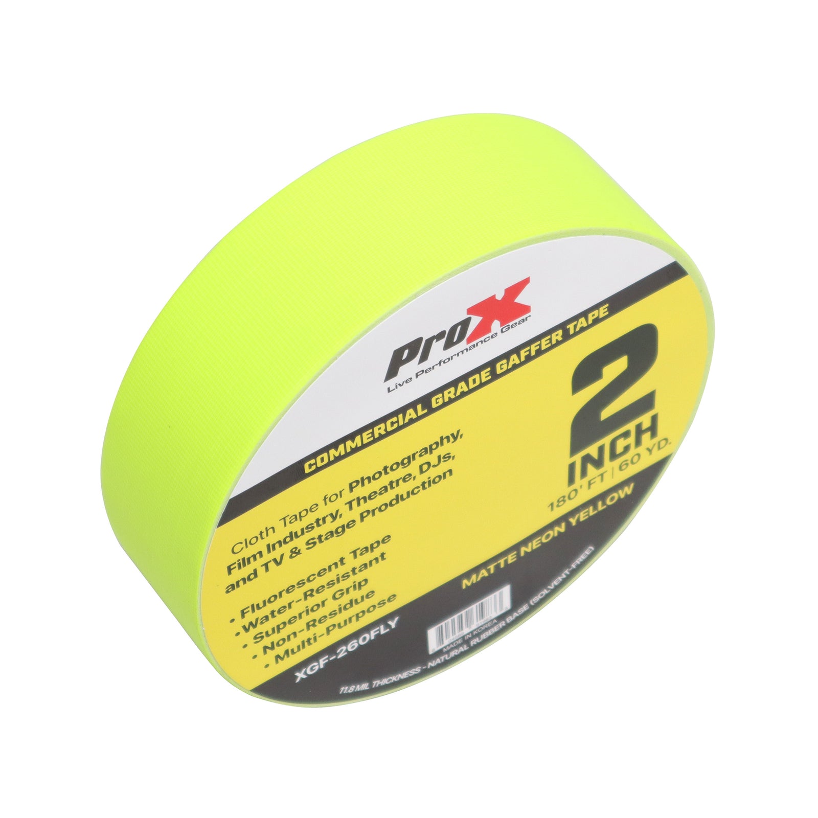 ProX XGF-260FLY, 2 Inch 60YD Fluorescent Yellow Commercial Grade Gaffer Tape - 180Ft by ProX Cases