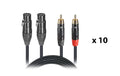 ProX XC-DRXF03 X10, DJ Package High Performance Dual Cable RCA Male to Dual XLR Female Cable in 3 Feet - Set of 10 by ProX Cases