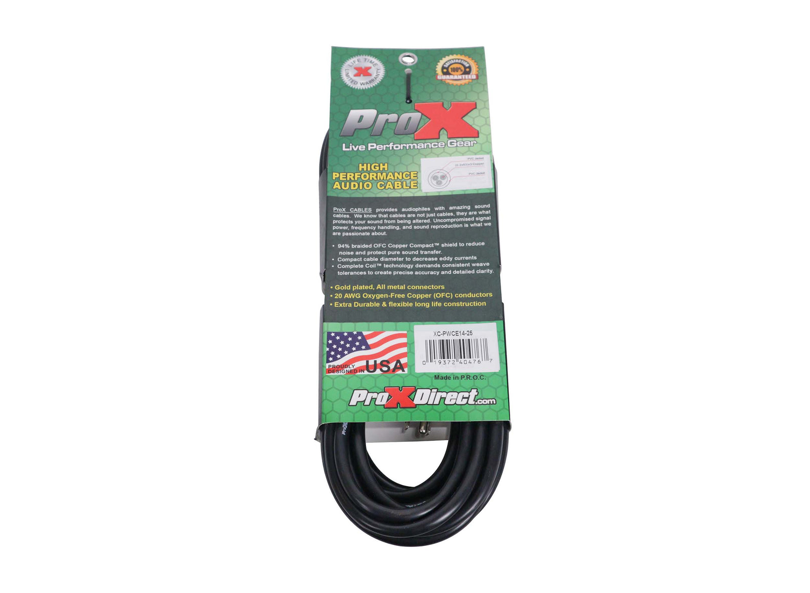 ProX XC-PWCE14-25, 14 AWG High Performance NEMA 5-15 Edison to Blue Male Power Connection Power Cord - 25 Feet by ProX Cases