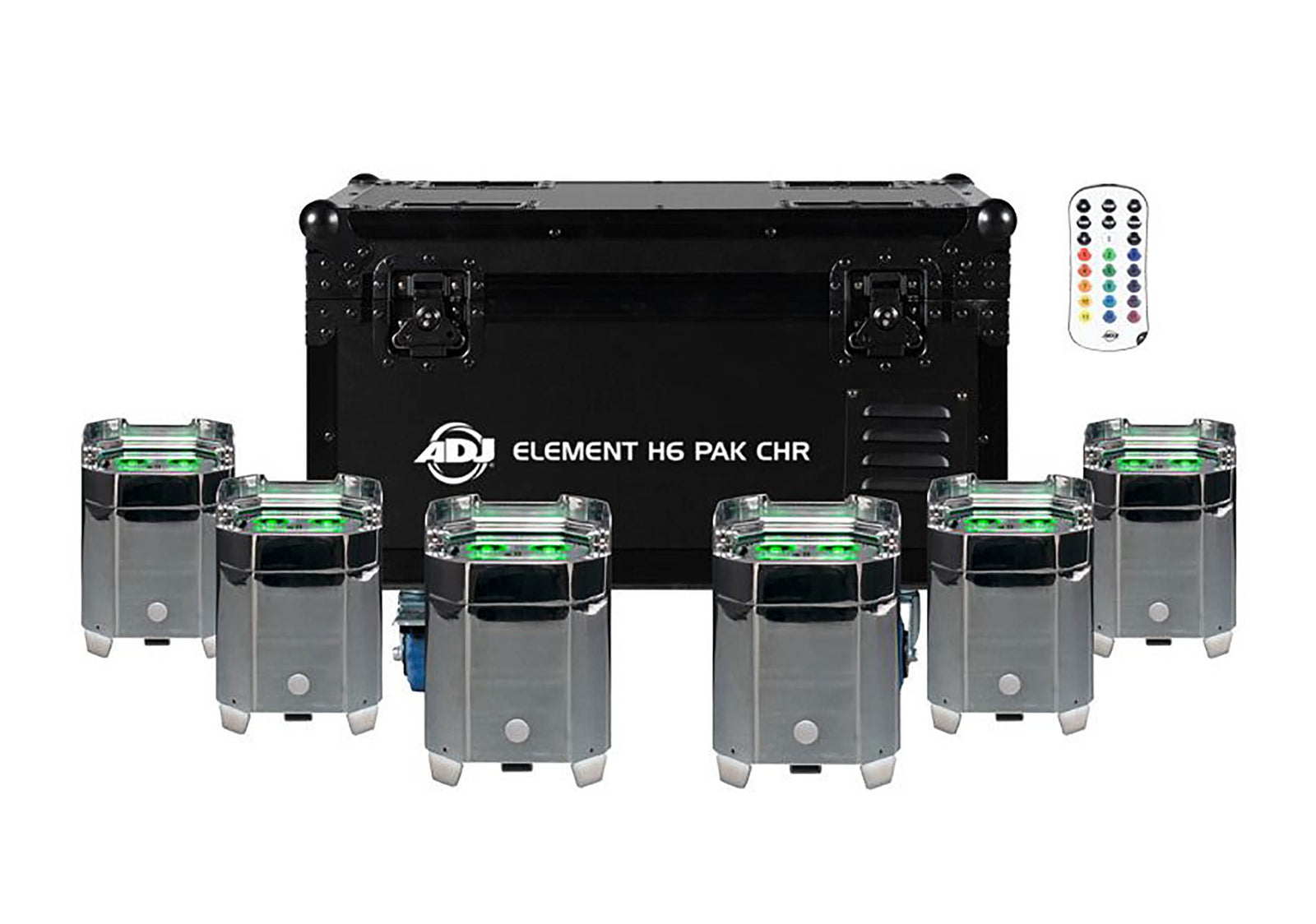 ADJ Element H6, Event Up Lighting System With (6) IP54-Rated Black Fixtures and Charging Flight Case by ADJ