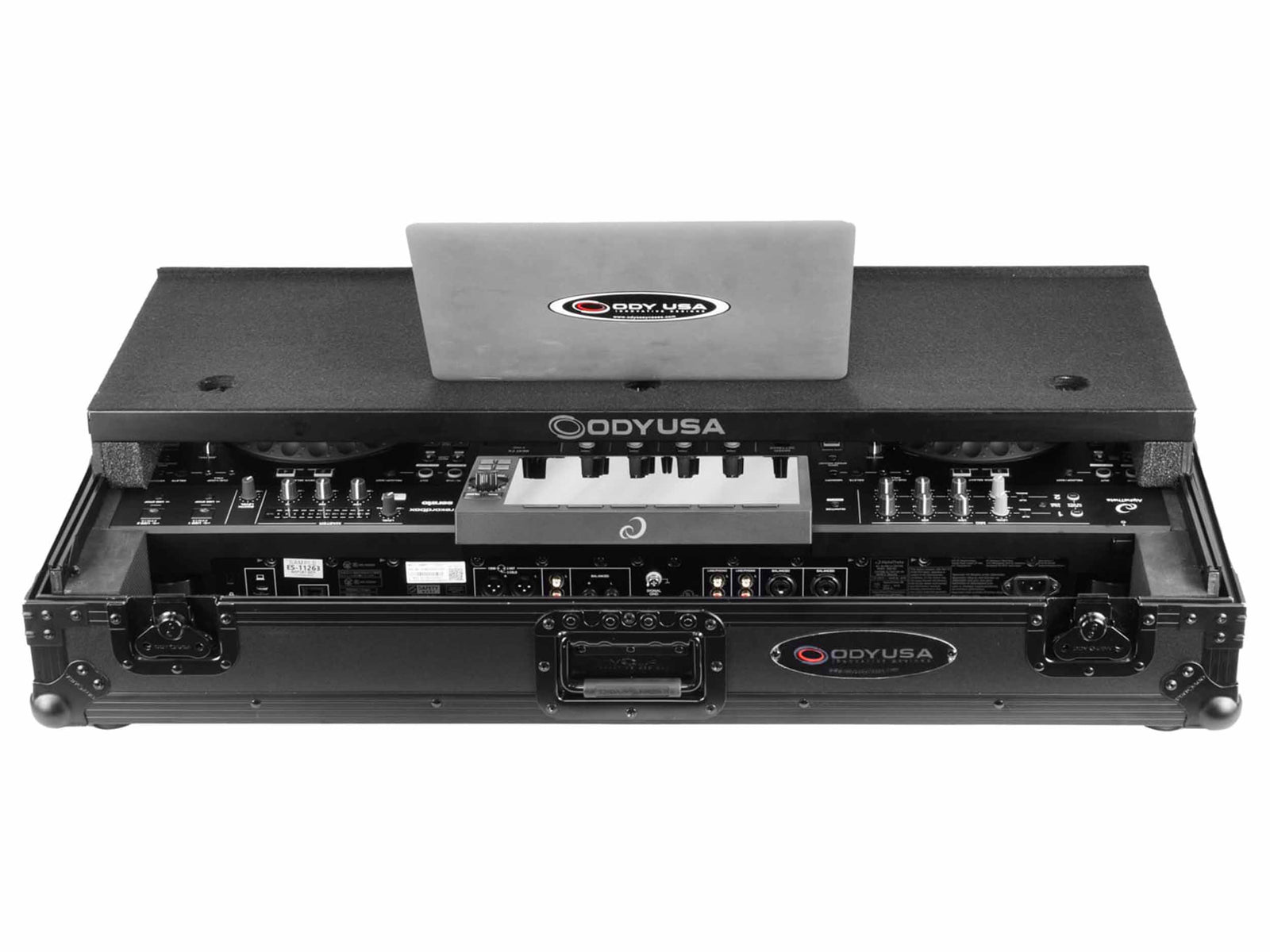 Odyssey FZGSXDJAZWBL Flight Case for AlphaTheta XDJ-AZ Black Label with Glide Style Laptop Platform and Wheels by Odyssey