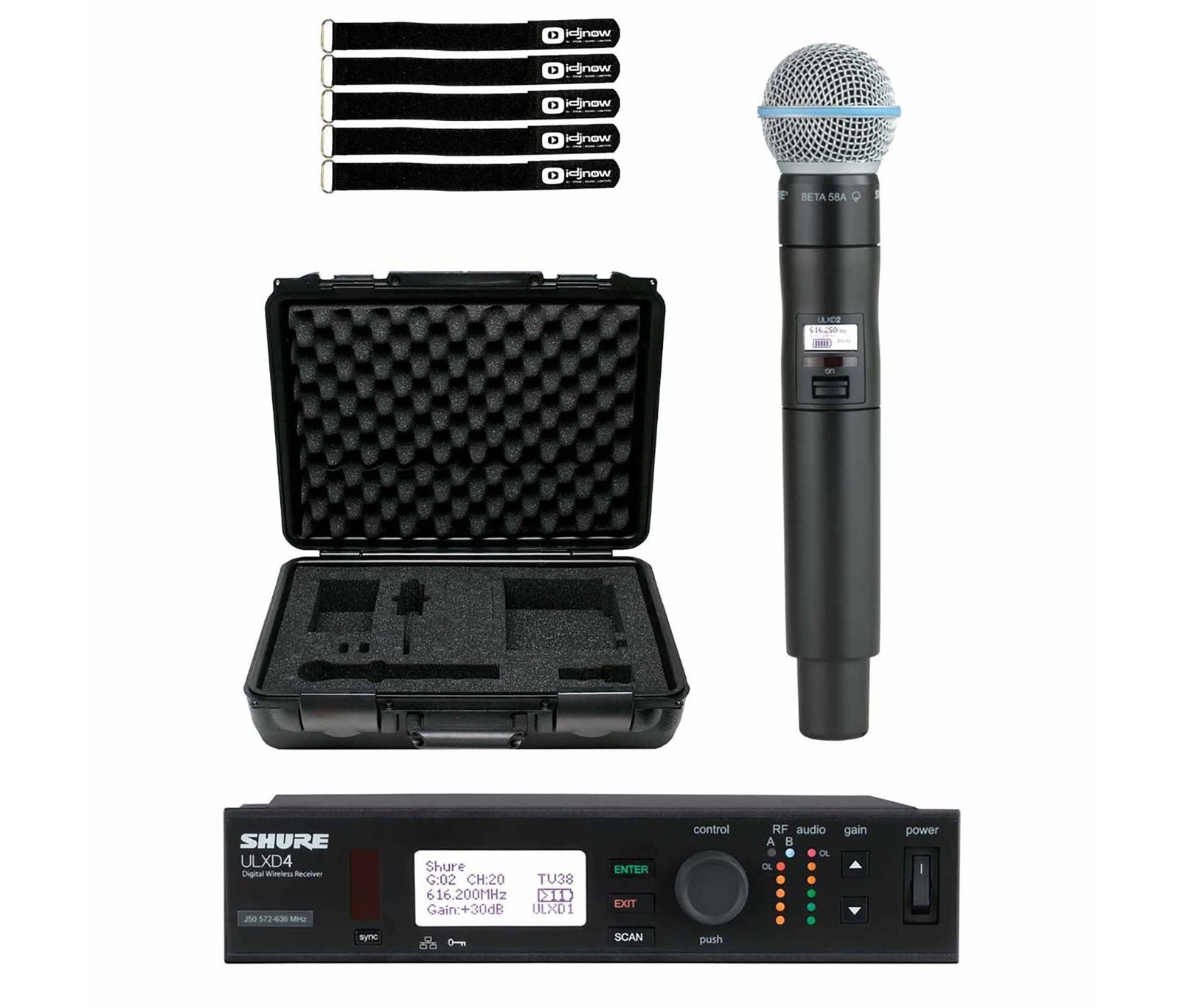 Shure ULXD2/B58-G50-PK, Digital Handheld Transmitter Package with Beta 58A Capsule with ULXD4 Receiver and Case by ProX Cases