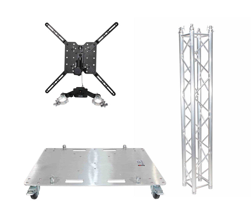 ProX KT-MEDIAPOST656, DJ Package Including 1 KT-F34SQ656 Aluminum Truss, 1 XT-BP2430W Base Plate on Wheels, 1 XT-MEDIAMOUNT TV Bracket Clamp by ProX Cases