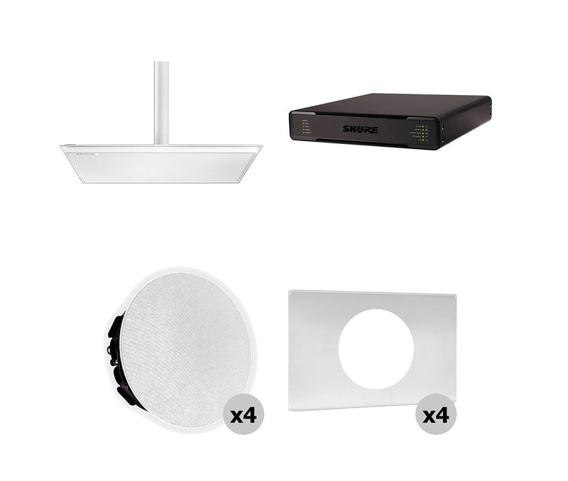 Shure Large Conferencing Room Bundle with MXA920-S Ceiling Mic, P300 IntelliMix Processor, MXN5W-C Networked Speakers, and A-MXN5-TB Tile Bridge by Shure