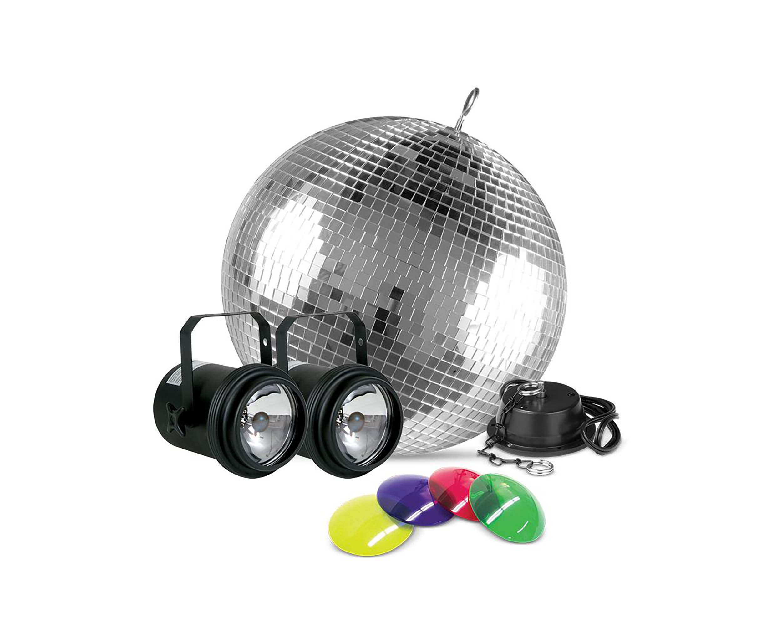 Eliminator Lighting M502EL, All-in-One 12" Mirror Ball Kit with Motor, Pinspots, and Gels