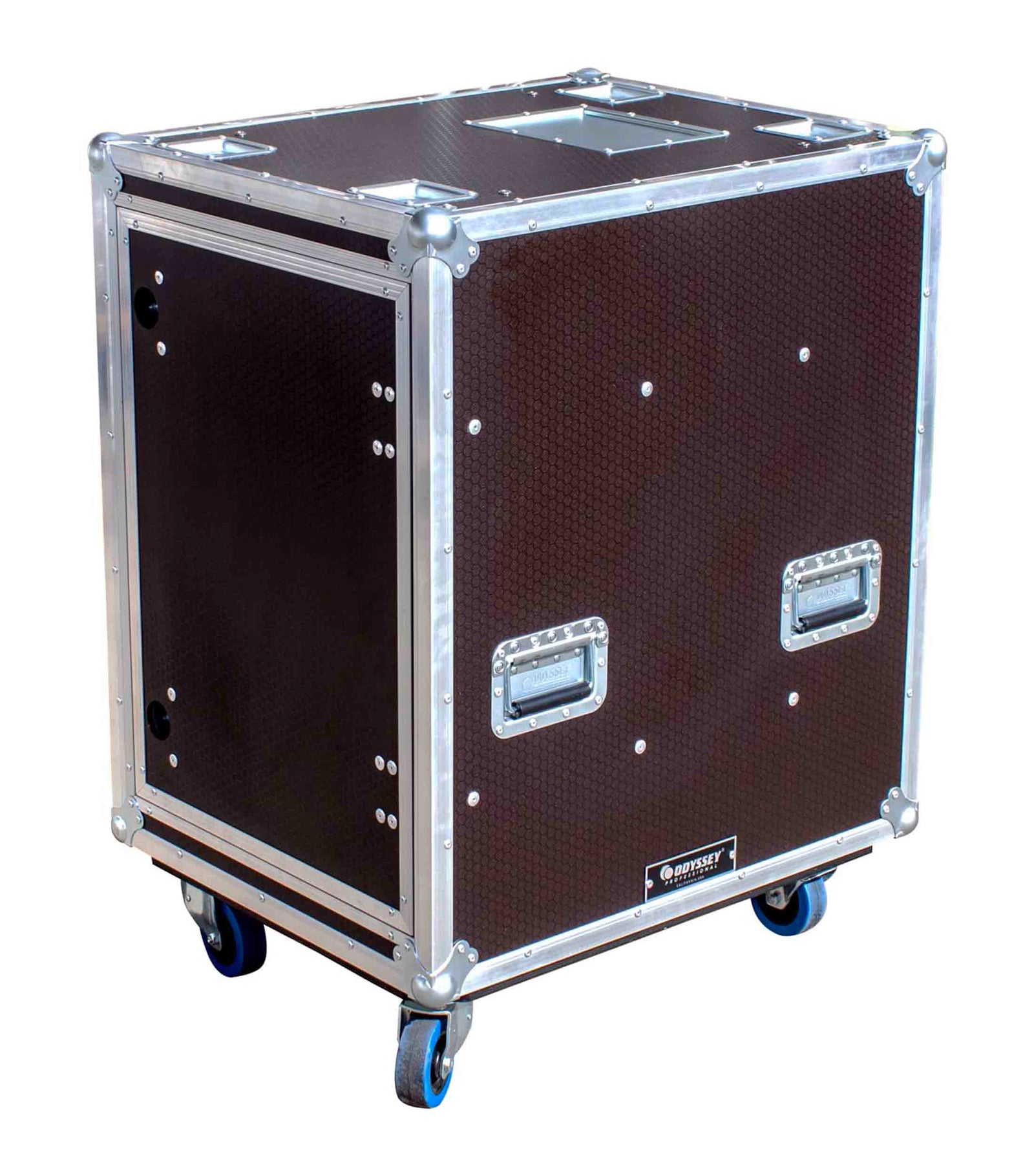 Odyssey OPSR16U243039WBRN, Professional 16U Brown Hex Board Slam Rack with Caster Wheels by Odyssey