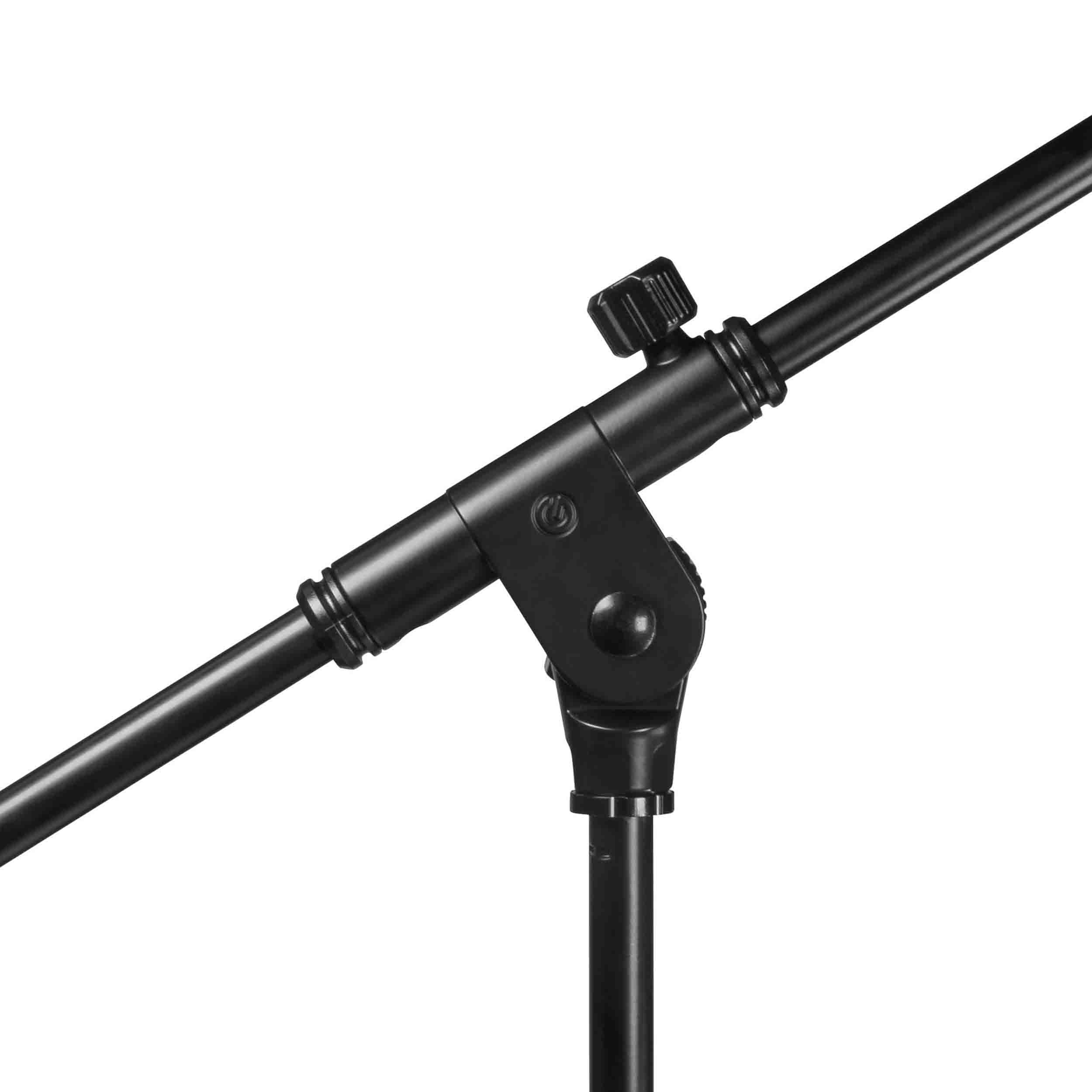 Gravity TMS 2222, Short Touring Series Microphone Stand with Round Base and 2-Point Adjustment Telescoping Boom by Gravity