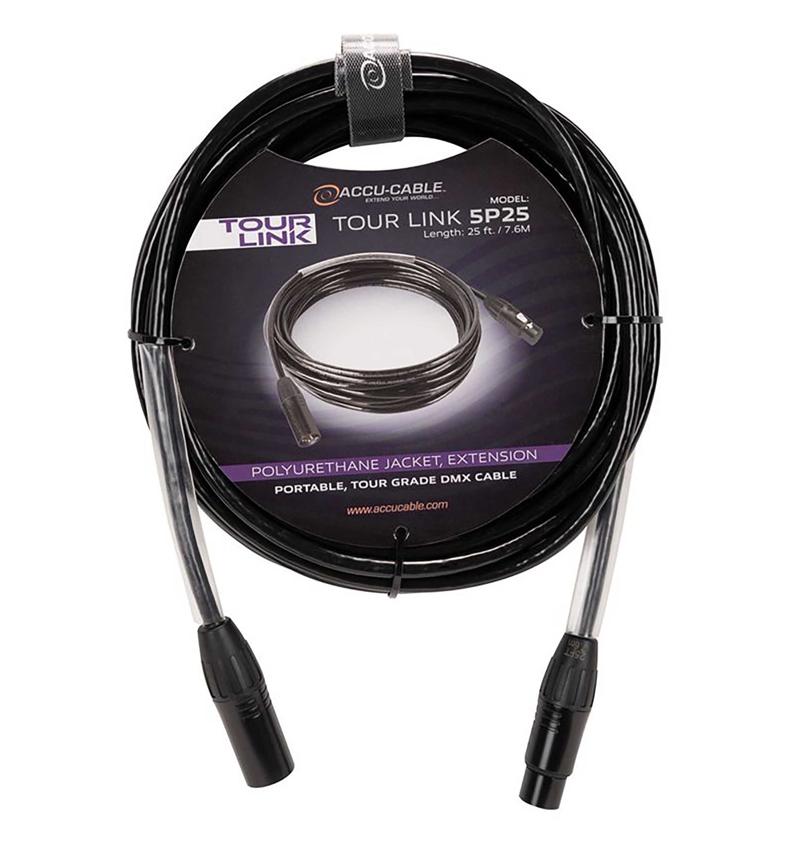 Accu-Cable Tour Link Professional Series 5-Pin Male to Female DMX Cable by Accu Cable