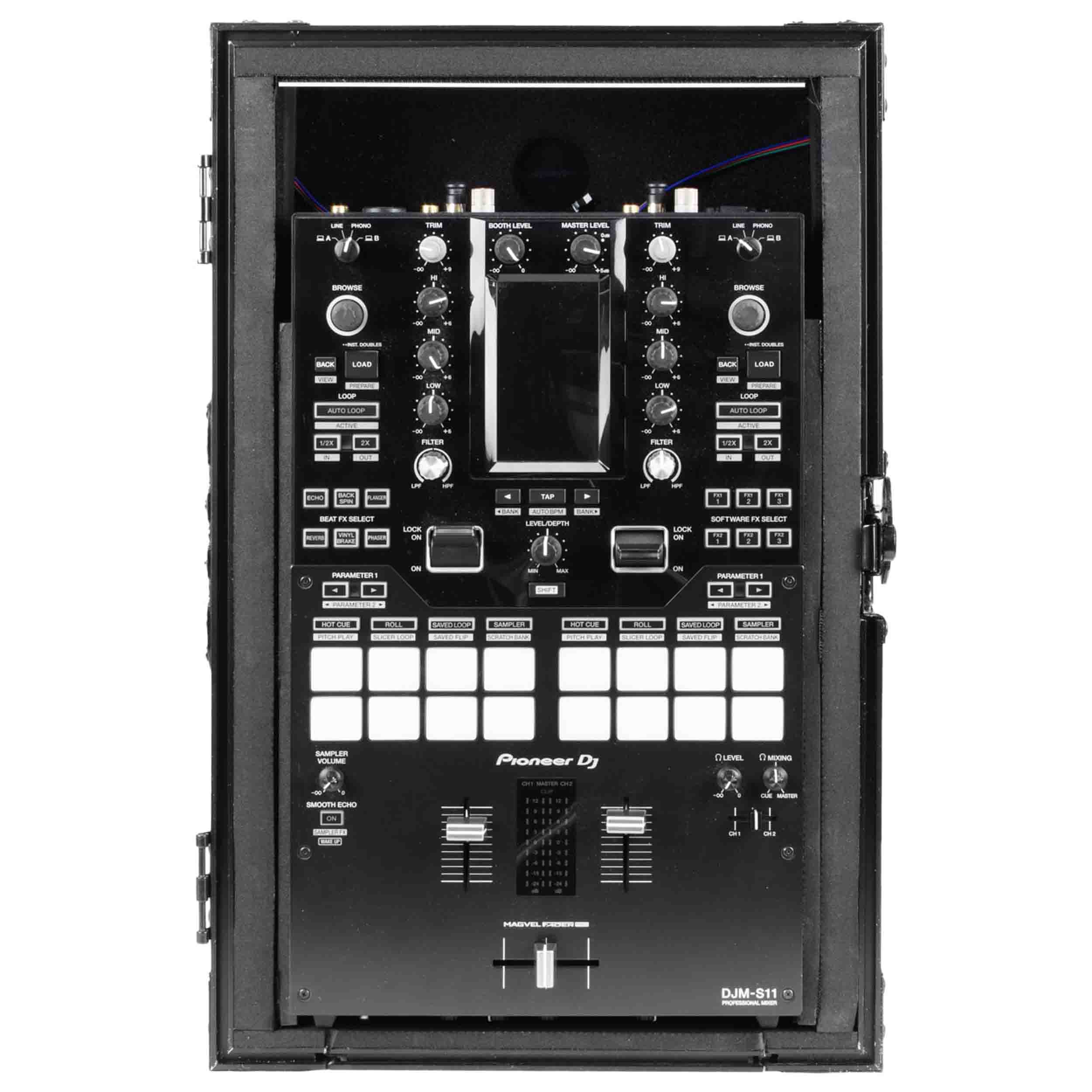 Odyssey FFX11MIXBL, LED Black Label Universal Format DJ Mixer Flight FX Case - 10 to 11 Inches