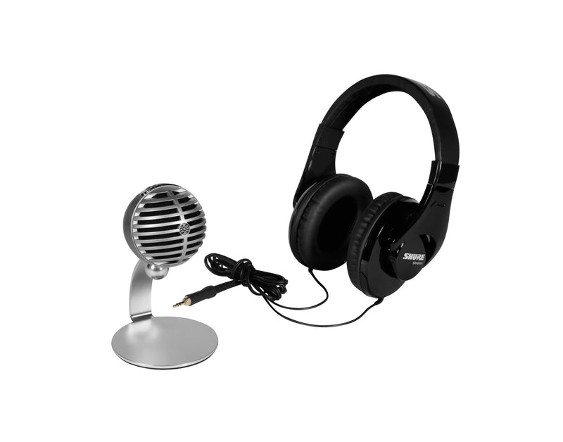 Shure Mobile Recording DJ Package with SRH240A Headphones and MV5 Microphone Including Lightning and USB Cables by Shure