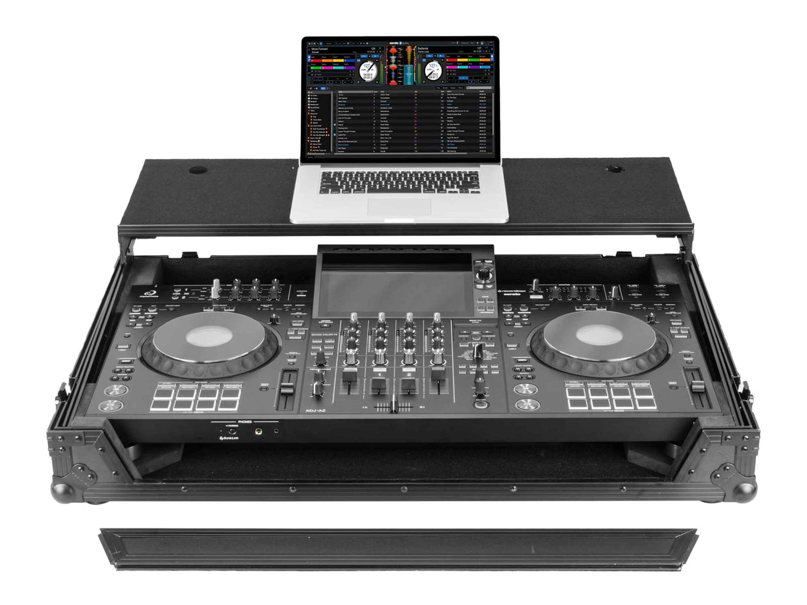 Odyssey FZGSXDJAZWBL Flight Case for AlphaTheta XDJ-AZ Black Label with Glide Style Laptop Platform and Wheels by Odyssey