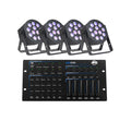 ADJ HEX PX PAR HEXCON PAK, Four (4) 12PX HEX LED Par Fixtures and HEXCON Controller - Black by ADJ