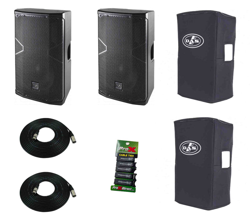 DAS Audio 712ACVRALTEA12, 12-Inch Powered Speaker DJ Package with Cover by DAS Audio