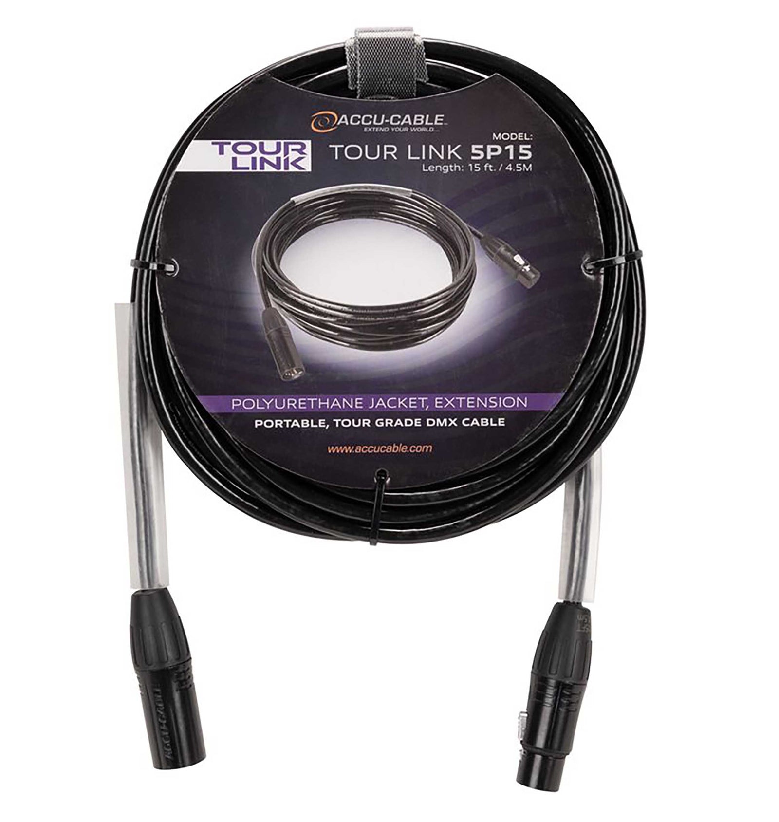Accu-Cable Tour Link Professional Series 5-Pin Male to Female DMX Cable by Accu Cable