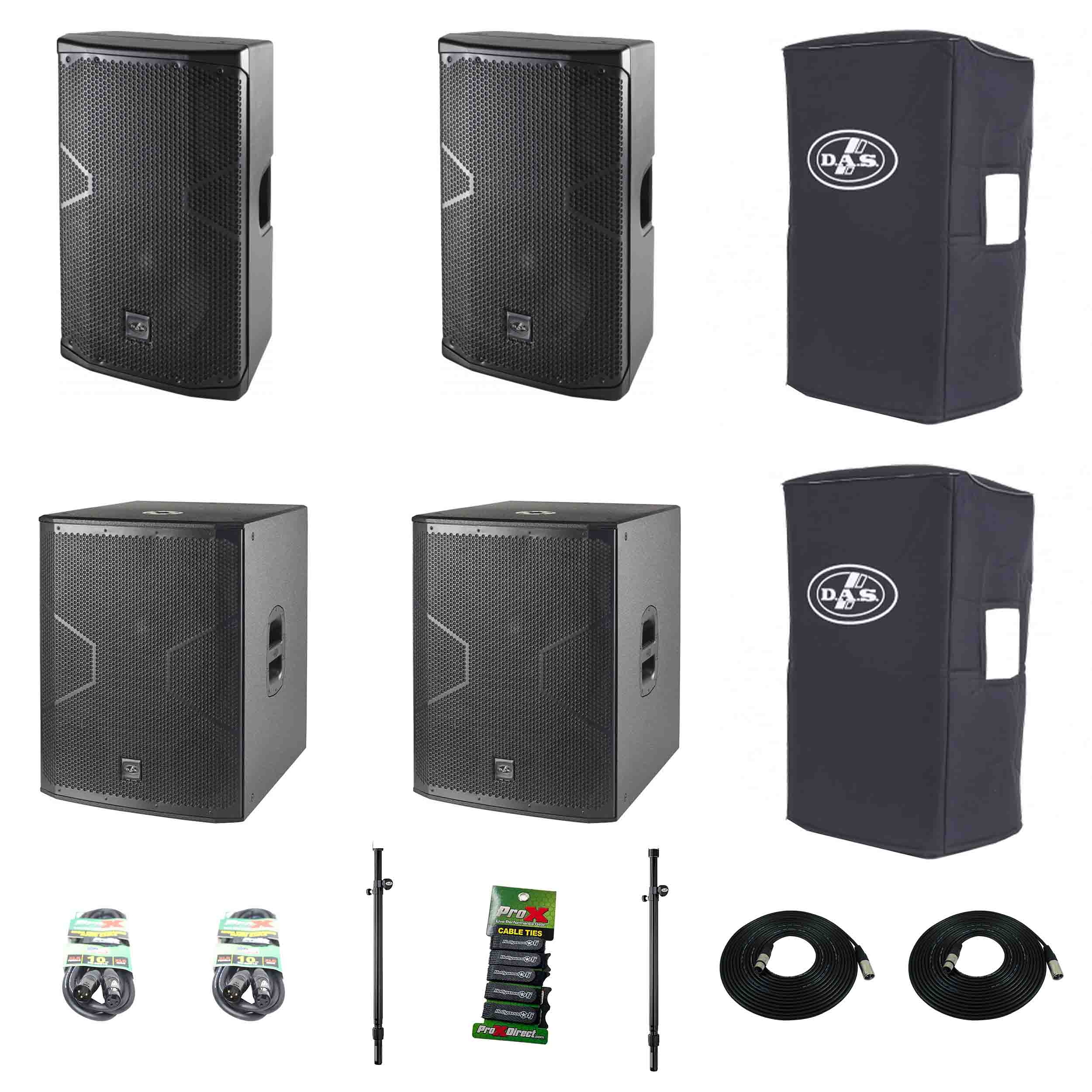 DAS Audio 712ACVR12718ATSP1, 12-Inch Powered Speaker DJ Package with Subs by DAS Audio