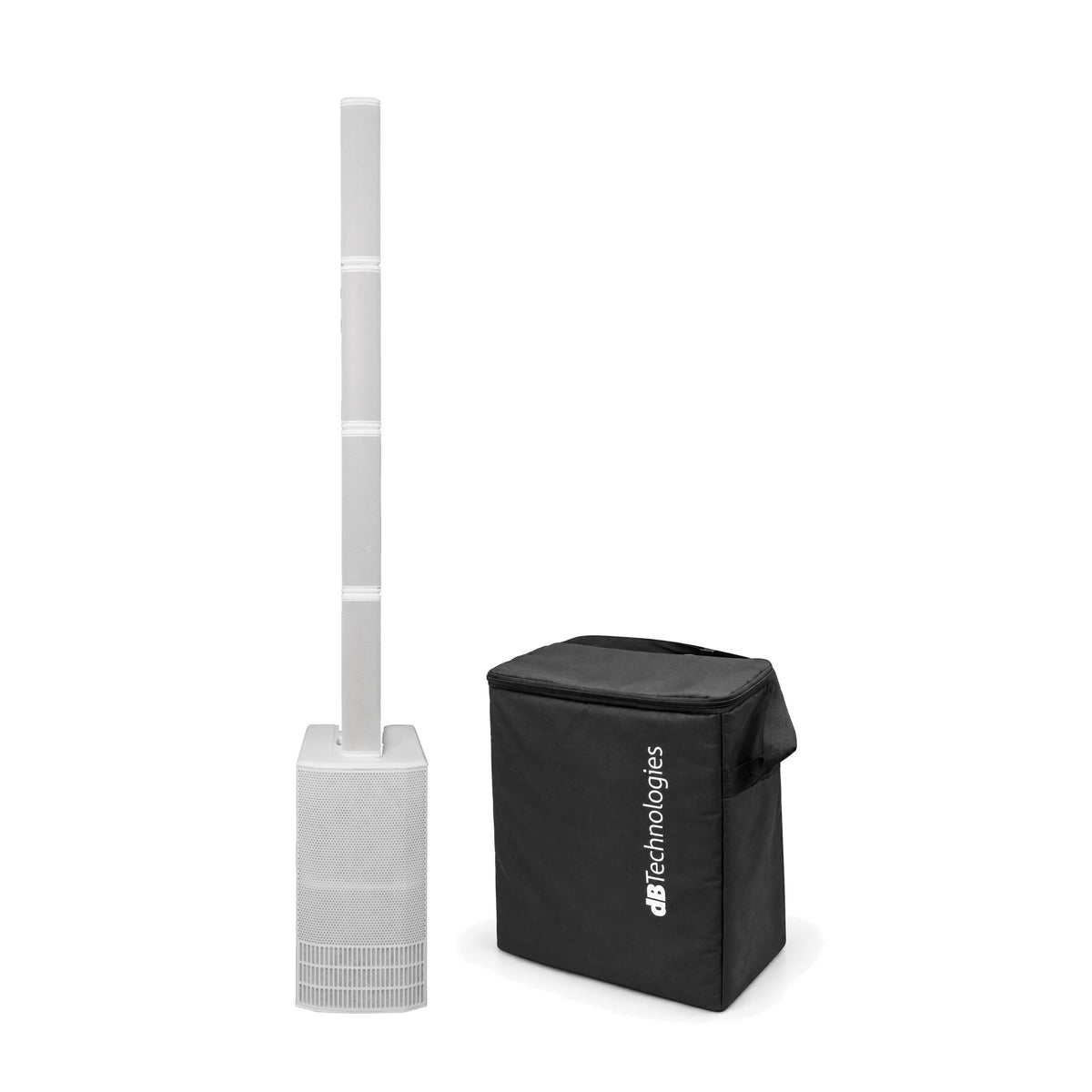 dB Technologies ES 1203 White (ES1203) column PA system with its included carry bag for the column tops - Hollywood DJ