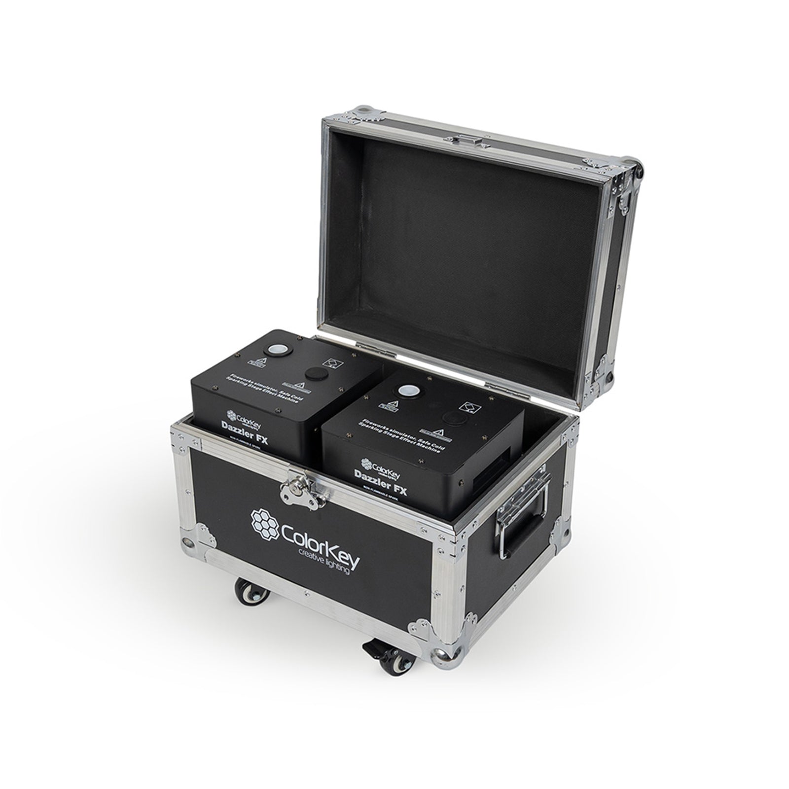 ColorKey CKU-7712, 600W Cold Spark Machine with FX2 MKII 2-Pack and Road Case - Black by ColorKey