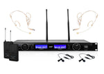 Technical Pro WM1352 Professional UHF Dual Wireless Microphone Lapel and Headset System by Technical Pro