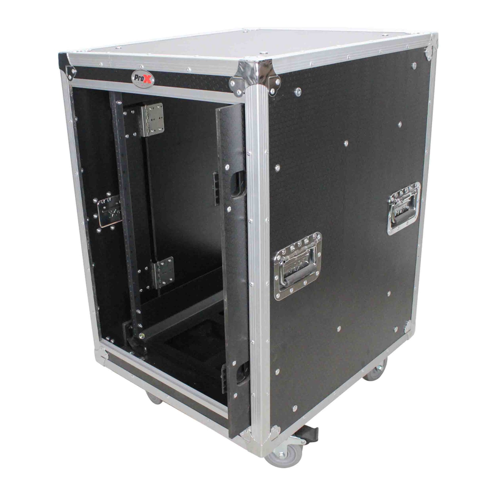 ProX T-12USLAM20, 12U 20" Deep Vertical Rack Shock Mount Case with 2 Sliding Slam Doors and 4" Caster Wheels by ProX Cases