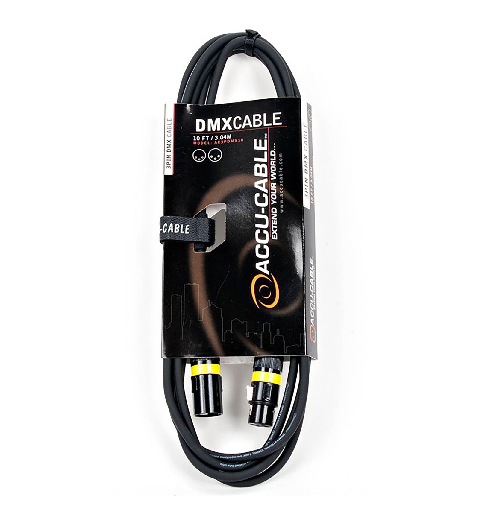 Accu-Cable AC3PDMX, 3-Pin Male To 3-Pin Female Connection DMX Cable by Accu Cable