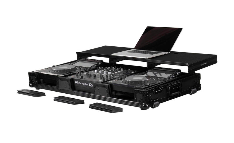Odyssey FZGSP12CDJW2BL, Full Glide Platform Label DJ Coffin Flight Case for 12″ Format DJ Mixer and Two Large Format Media Players - Black by Odyssey