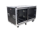 ProX XS-2X12USLAM24, 2X12U Deep Vertical Shock Mount Rack Case with Sliding Doors and 6 Caster Wheels - 24 Feet by ProX Cases