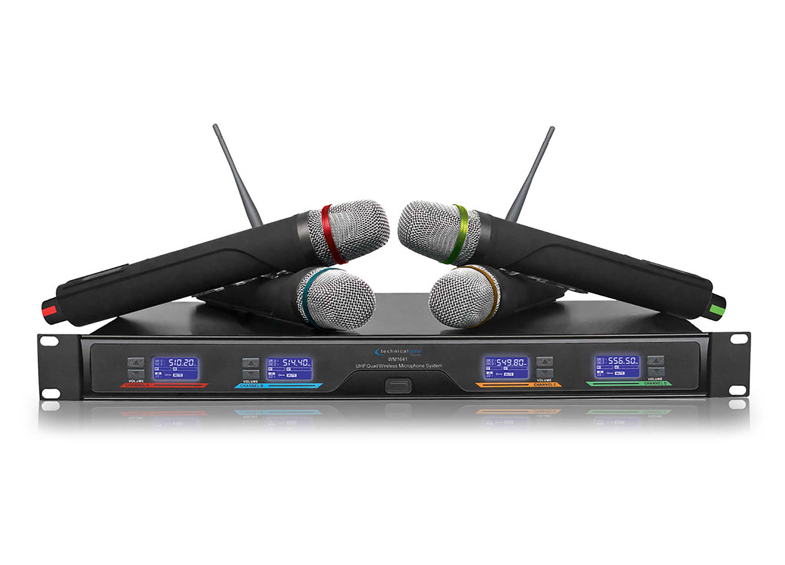 Technical Pro WM1641 UHF Professional Quad Wireless Microphone System by Technical Pro