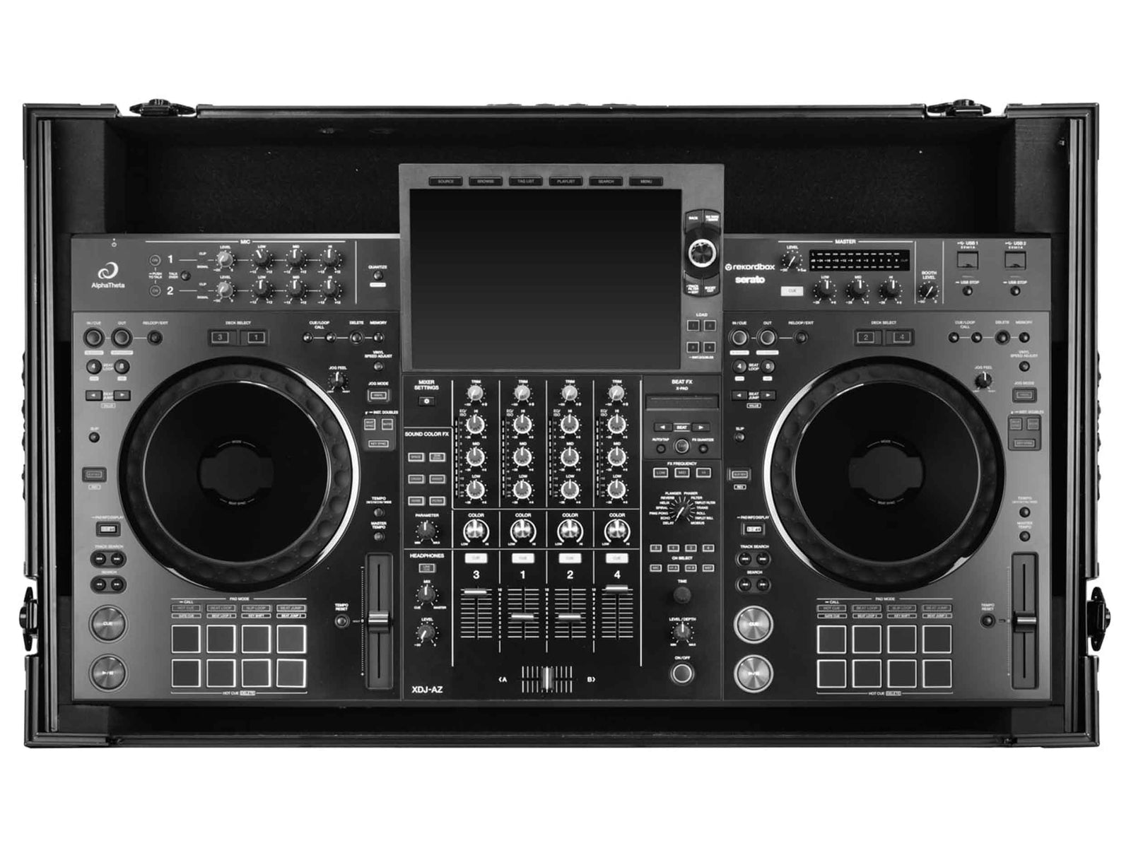 Odyssey FZGSXDJAZWBL Flight Case for AlphaTheta XDJ-AZ Black Label with Glide Style Laptop Platform and Wheels by Odyssey