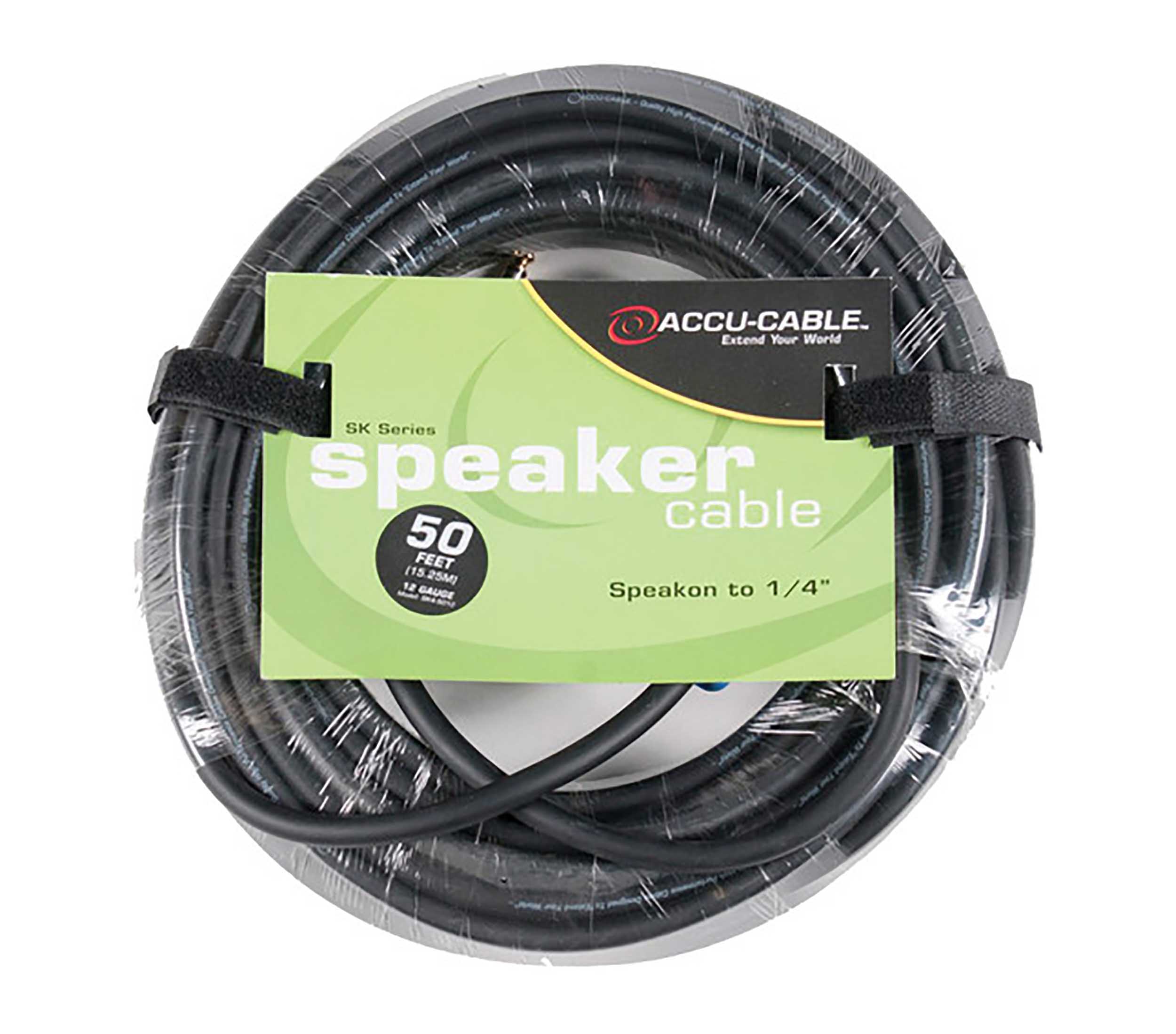 Accu-Cable SK4-5012, 12 Gauge, Locking Speaker Connector to 1/4-Inch Cable - 50 Ft by Accu Cable