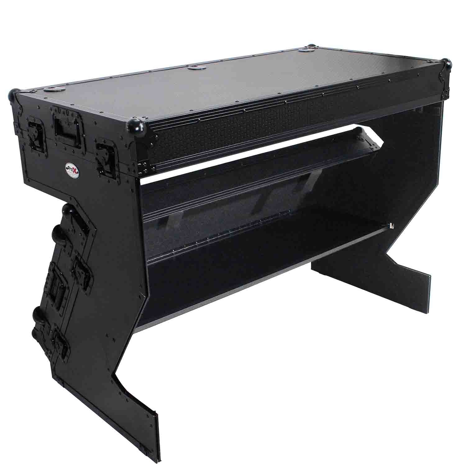 ProX XS-ZTABLEBLMK2, Z-Style Flight Case DJ Table Workstation with Handles and Wheels - Black Finish by ProX Cases