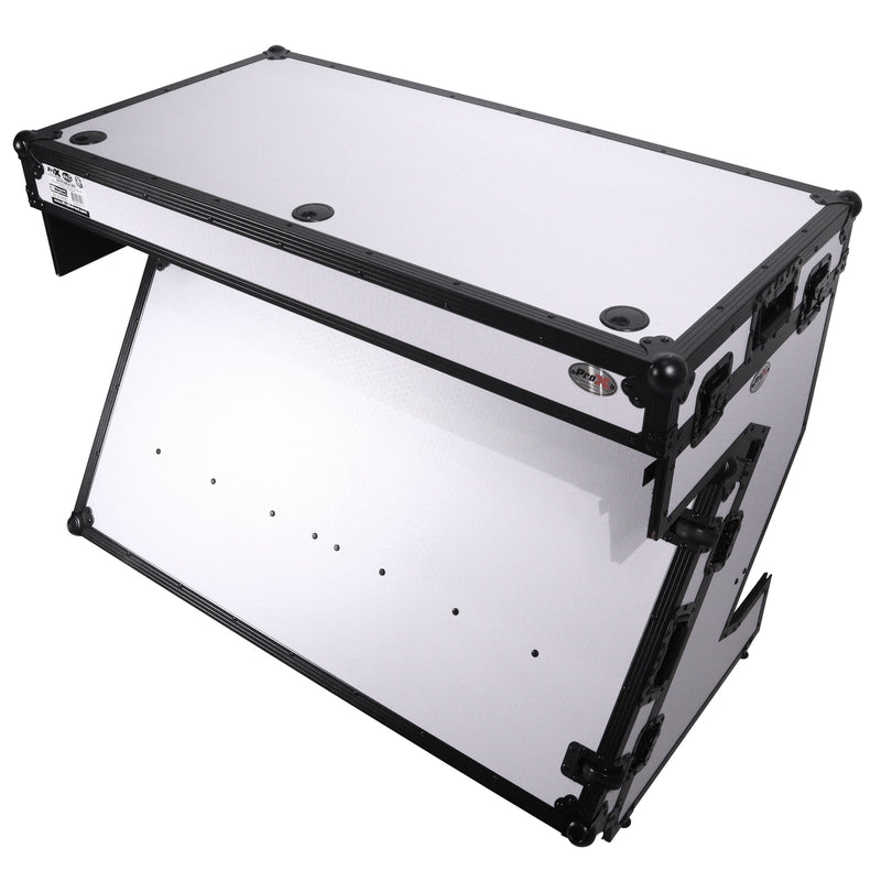 ProX XS-ZTABLEWH, Z-Style Folding DJ Table Flight Case with Handles and Wheels - Black White Finish by ProX Cases