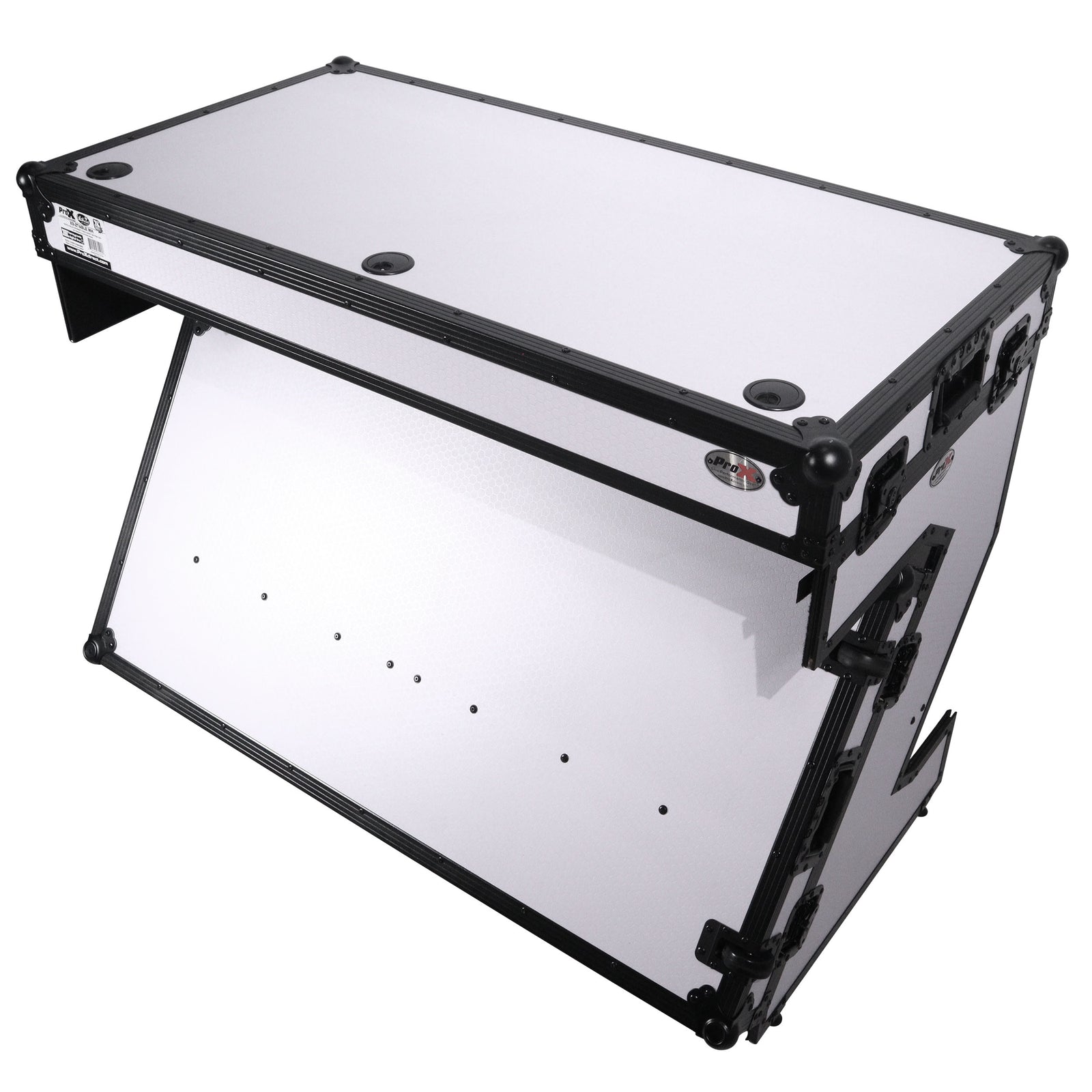 ProX XS-ZTABLEWH, Z-Style Folding DJ Table Flight Case with Handles and Wheels - Black White Finish by ProX Cases