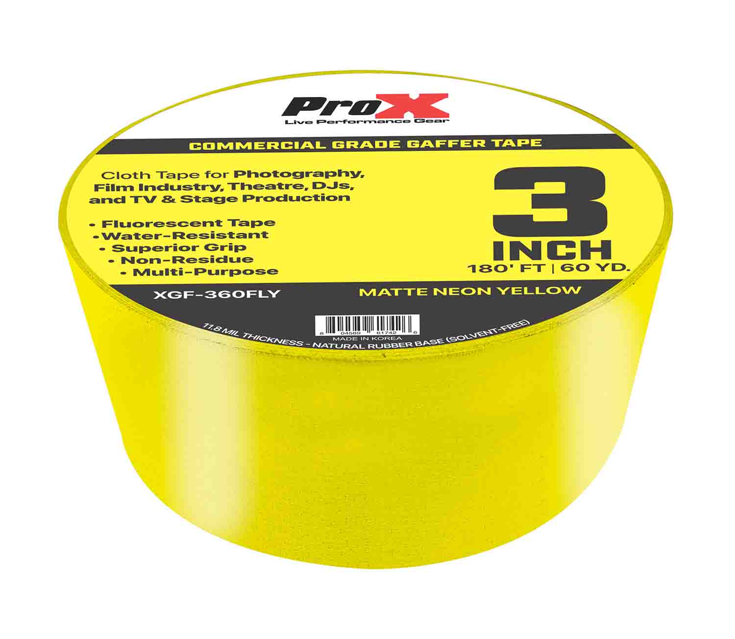 ProX XGF-360, 3-inch 60YD Matte Commercial Grade Gaffer Tape Pros Choice Non Residue - 180Ft - Hollywood DJ