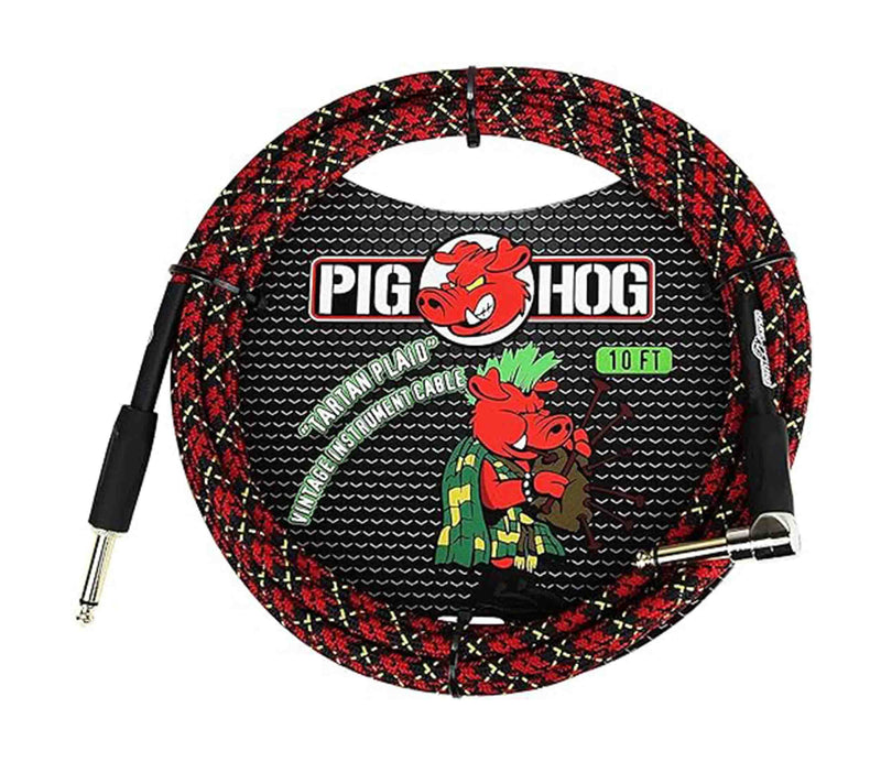 Pig Hog PCH10PLR "Tartan Plaid" Right Angle Instrument Cable - 10ft by PigHog