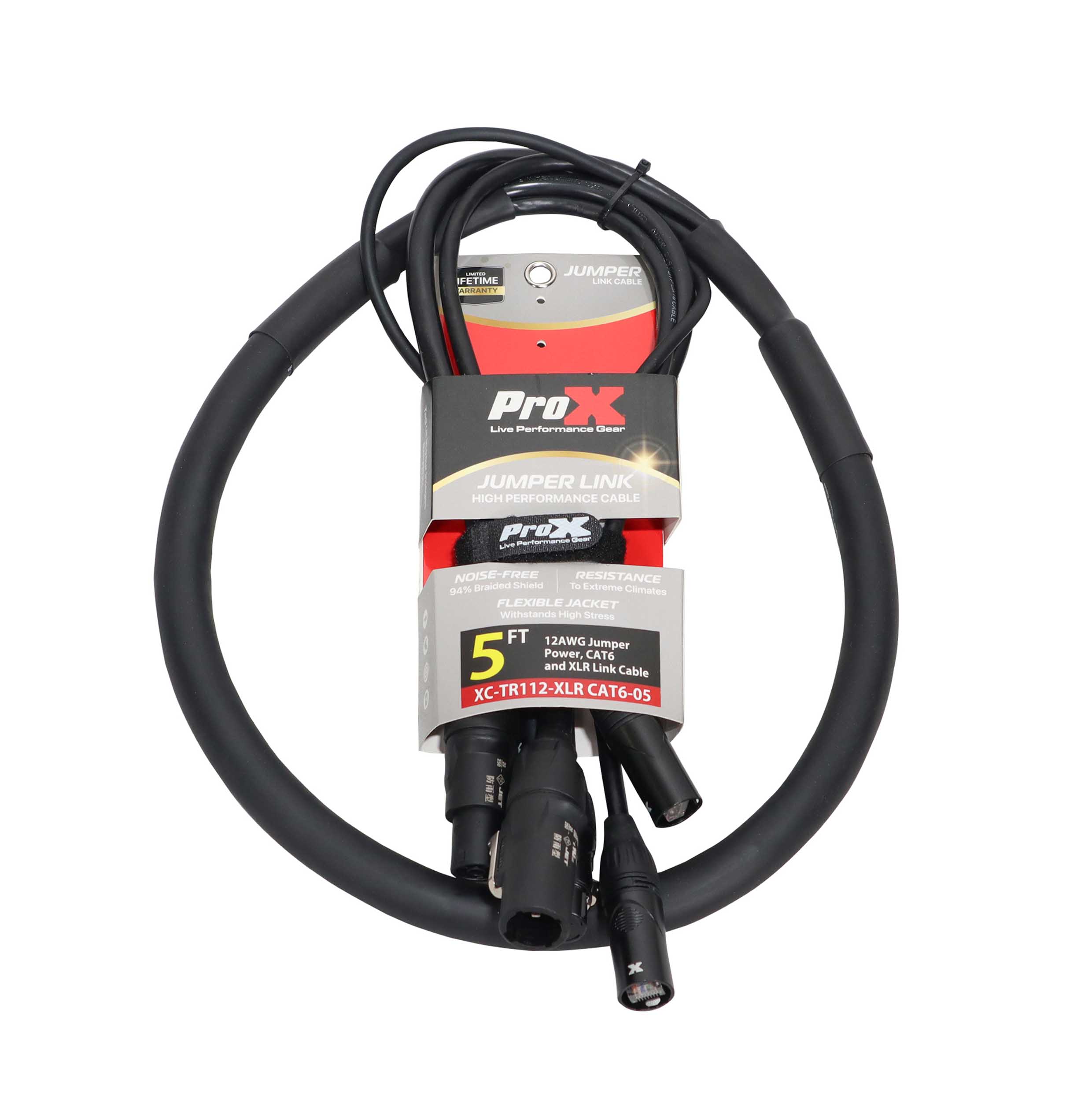 ProX XC-TR112-XLRCAT6-05, 12AWG Jumper Power, CAT6, and XLR TR1 Jumper Link Cable - 5'