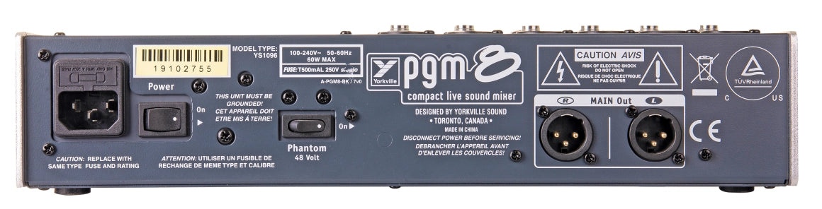 Yorkville PGM8, 8-Channel Mixer with Digital Effects and Graphic EQ