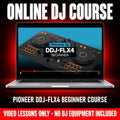 Pioneer DDJ-FLX4 Beginner Course, online DJ video course by Crossfader shown on a laptop, video lessons only, no DJ equipment included - Hollywood DJ