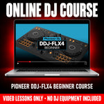 Pioneer DDJ-FLX4 Beginner Course, online DJ video course by Crossfader shown on a laptop, video lessons only, no DJ equipment included - Hollywood DJ