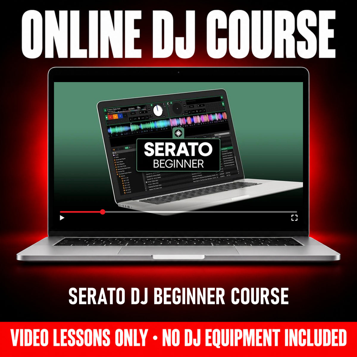 Serato DJ Beginner Course, online DJ video course by Crossfader shown on a laptop, video lessons only, no DJ equipment included - Hollywood DJ