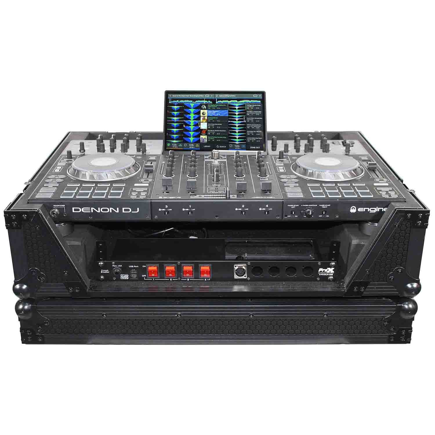 ProX XS-PRIME4 WBL2U DJ Flight Case for Denon Prime 4 DJ System - Black on Black - Hollywood DJ