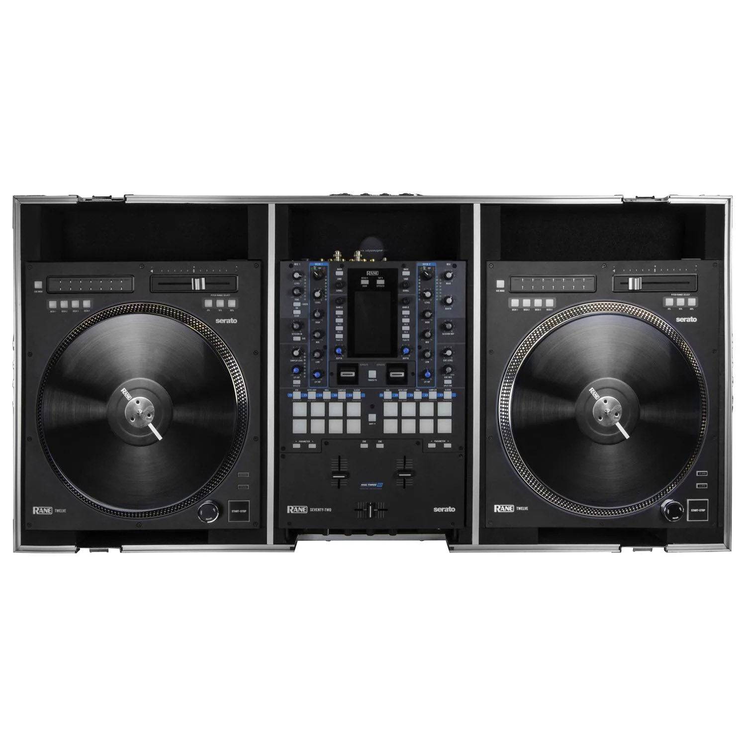 Odyssey FZRANE1272W Two Battle Position Flight Coffin Case For Rane Seventy-Two And Rane Twelve Mixer - Hollywood DJ