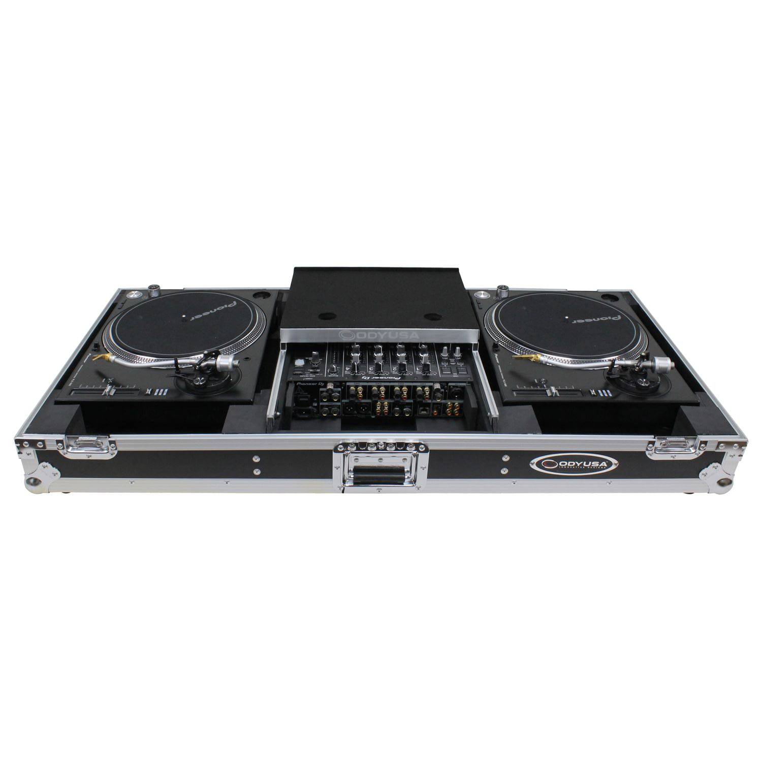 Odyssey FZGSLBM12WR DJ Flight Coffin Case for 12″ Format DJ Mixer and Two Battle Position Turntables - Hollywood DJ