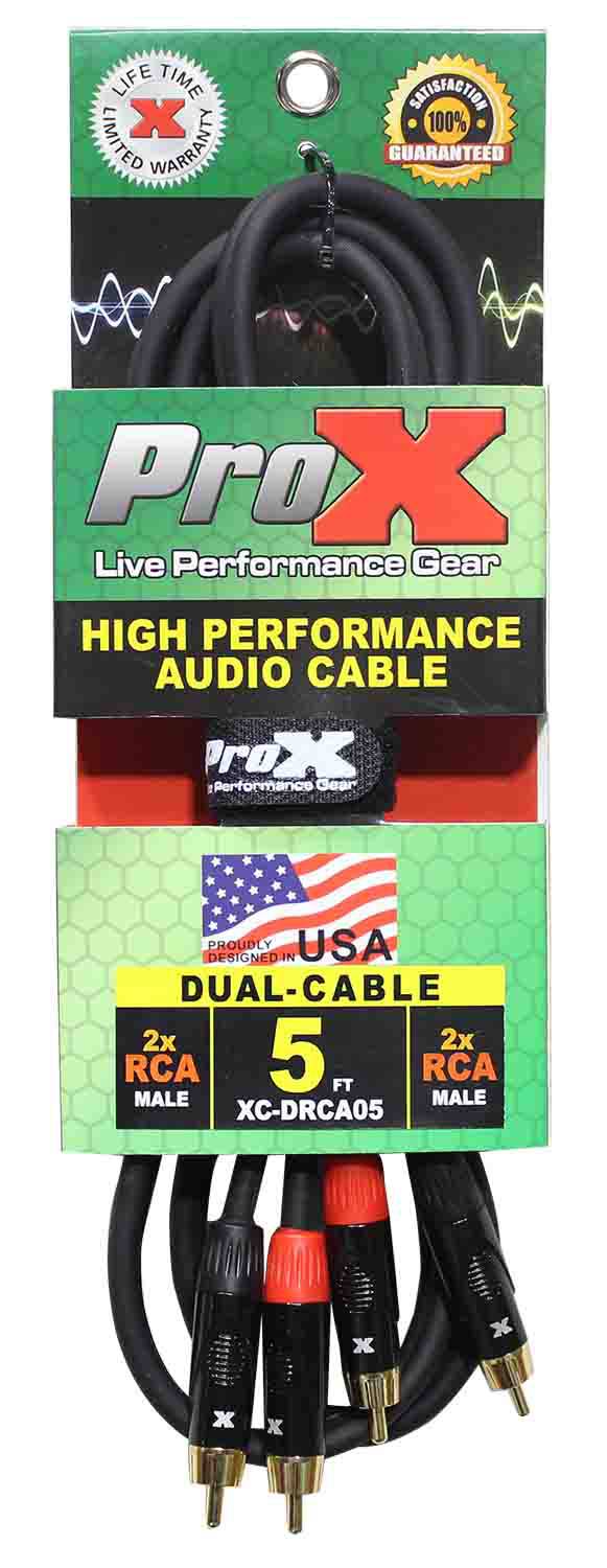 Prox XC-DRCA5 Unbalanced Dual RCA-M to Dual RCA-M High Performance Audio Cable - 5 Feet - Hollywood DJ